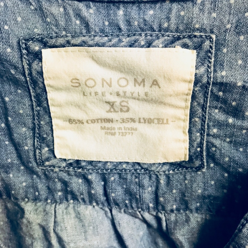 *5 for $25*EUC Sonoma chambray polka dot blouse XS - Picture 3 of 3